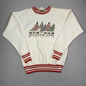 Vintage Medallion Atlantic City White Crewneck Sweater Men’s Size XL New Jersey
